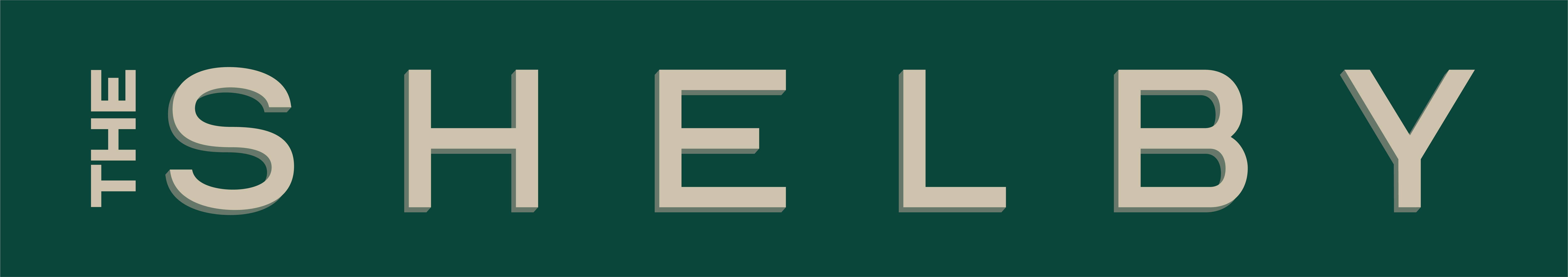 The image displays the text "THE SHELBY" in large, bold letters.